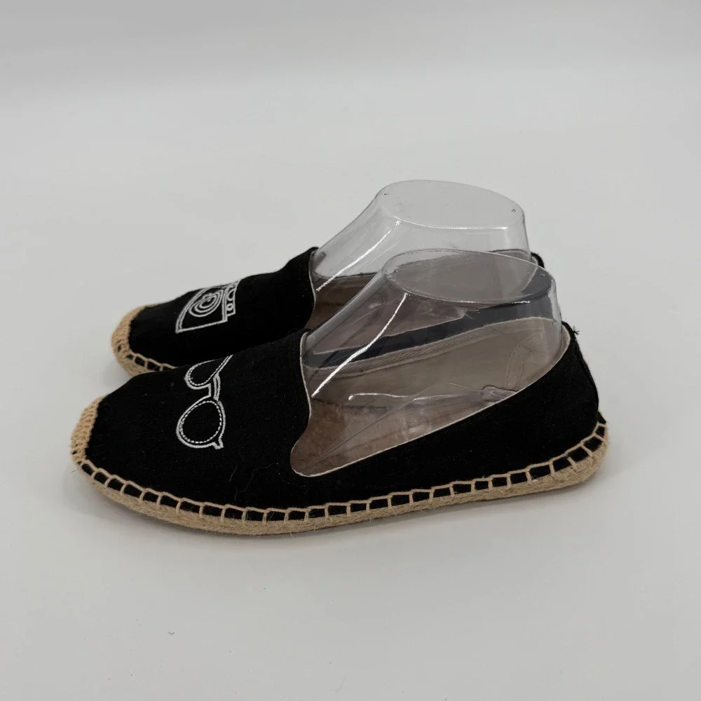 Soludos Camera Glasses Espadrilles Womens Size 8 Black‎ Canvas Slip On